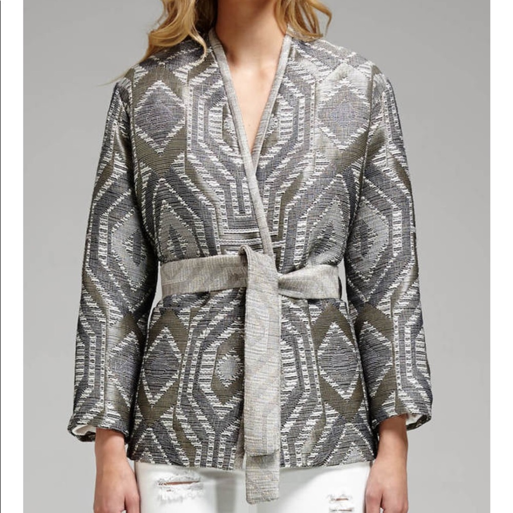 NWT IRO Bianza Kimono Style JKT Sz 38 BLK/Ecru/Sil